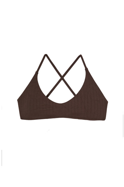 DREW chocolate brown bralette bikini top, flat packshot by Rouje x Etam