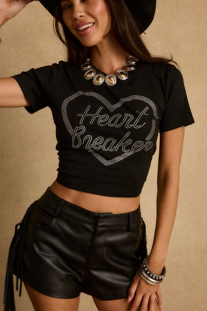 Black rhinestone piece with refined detailing and a flattering silhouette.
