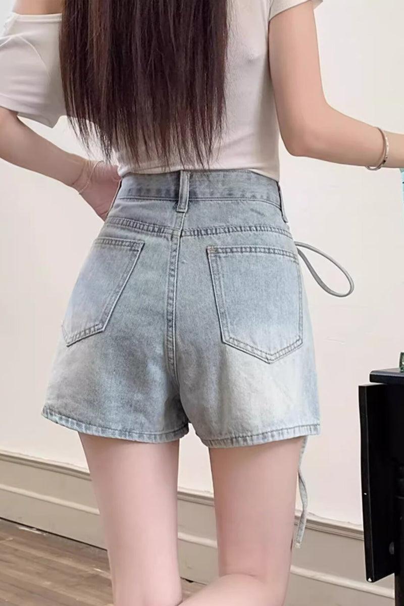 High Waist Denim Skort A Line Bodycon Mini Skirt