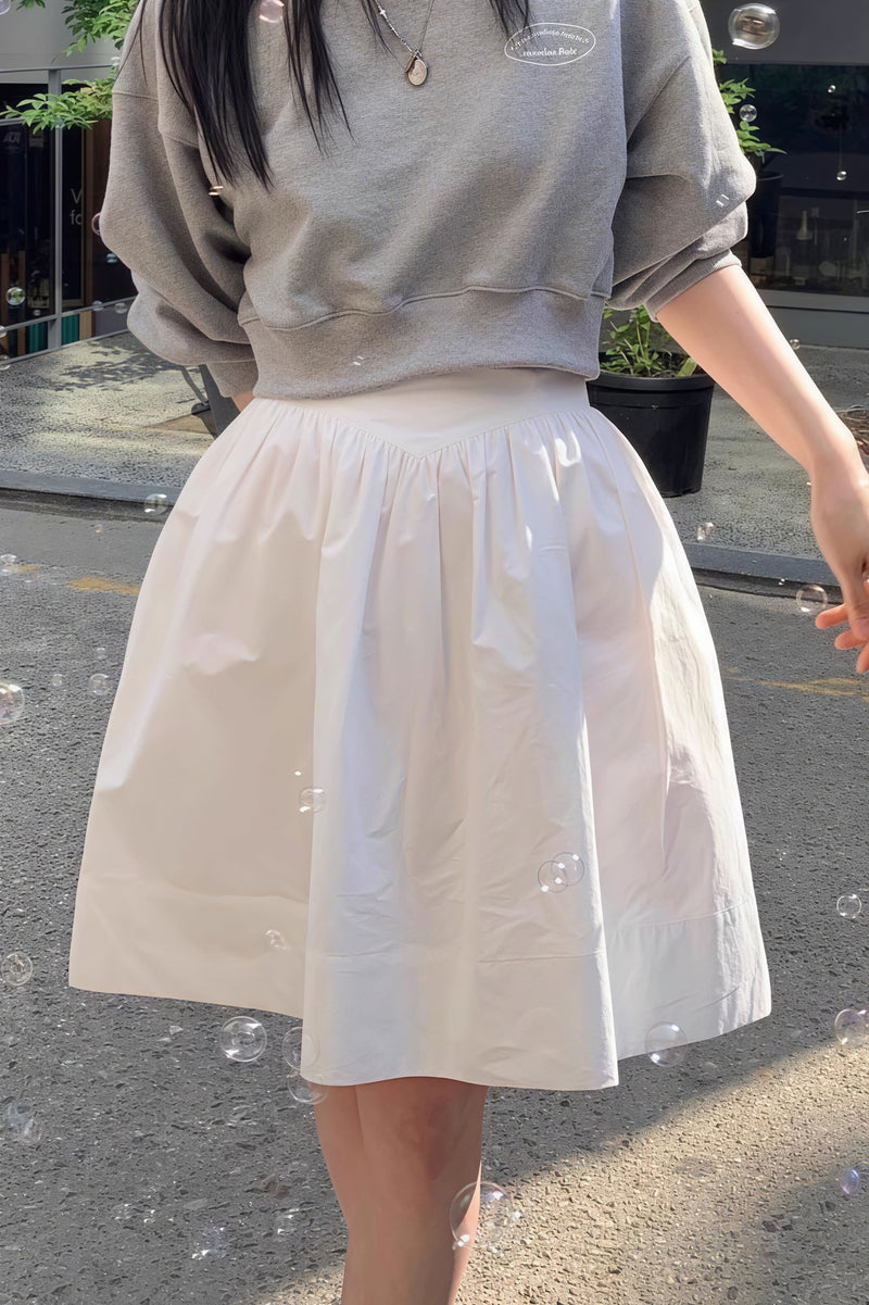 High Waist Pleated Waistband Solid Tulip Vintage Youthful Mini Skirt