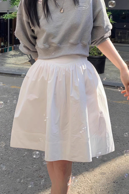 High Waist Pleated Waistband Solid Tulip Vintage Youthful Mini Skirt