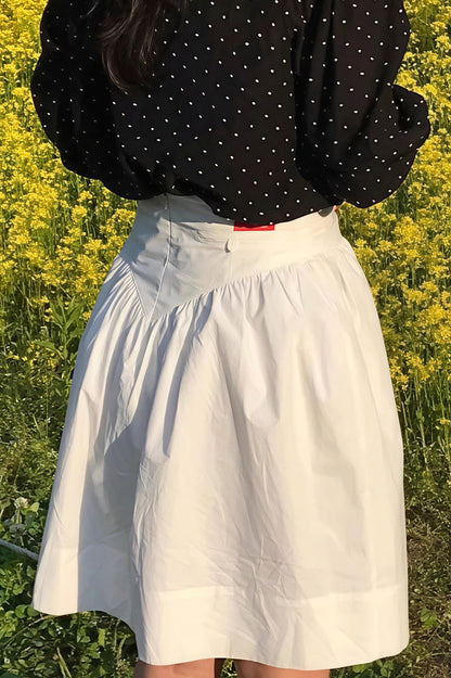 High Waist Pleated Waistband Solid Tulip Vintage Youthful Mini Skirt