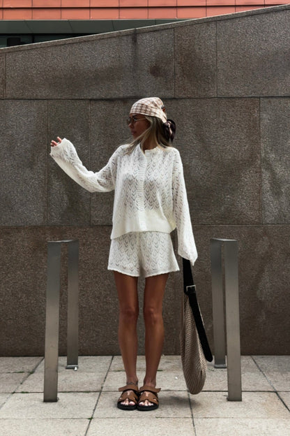 Hollow Knit Crochet Loose Two Piece Set