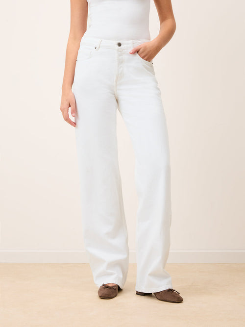 ANVERS white wide-leg denim jeans, front view by Rouje