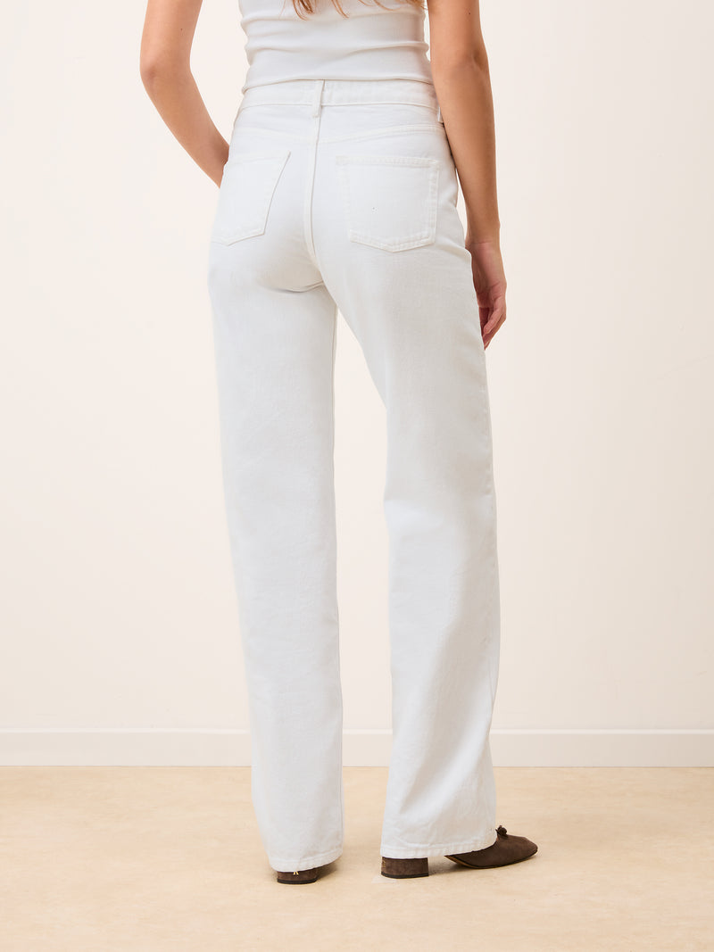 ANVERS white wide-leg jeans worn on a model by Rouje