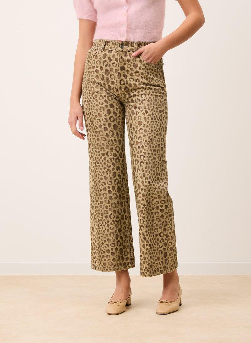 CONCORDE Savannah leopard print high-waisted flared jeans, front view by Rouje