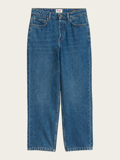 JOURDAIN indigo straight-leg 7/8-length jeans, flat packshot by Rouje