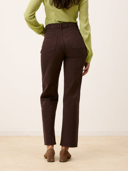 ABBESSES chocolate straight-cut jeans, back view by Rouje