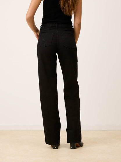 ANVERS rinse black wide-leg jeans, detail of 5 pockets by Rouje