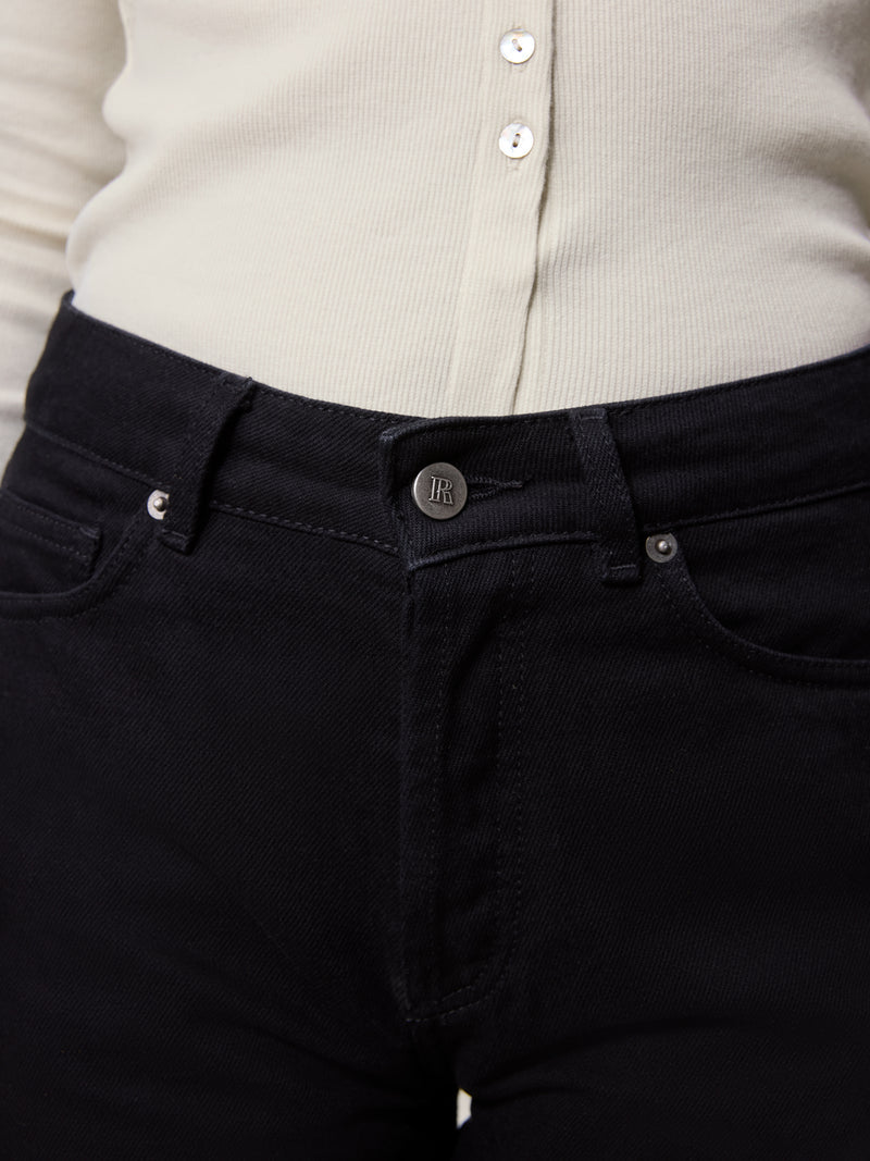 ANVERS rinse black wide-leg denim jeans, lifestyle setting by Rouje