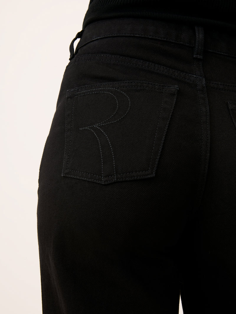 ANVERS rinse black wide-leg denim jeans, flat packshot by Rouje