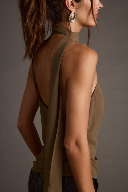 Back view of the chiffon top showing the silhouette and fit.