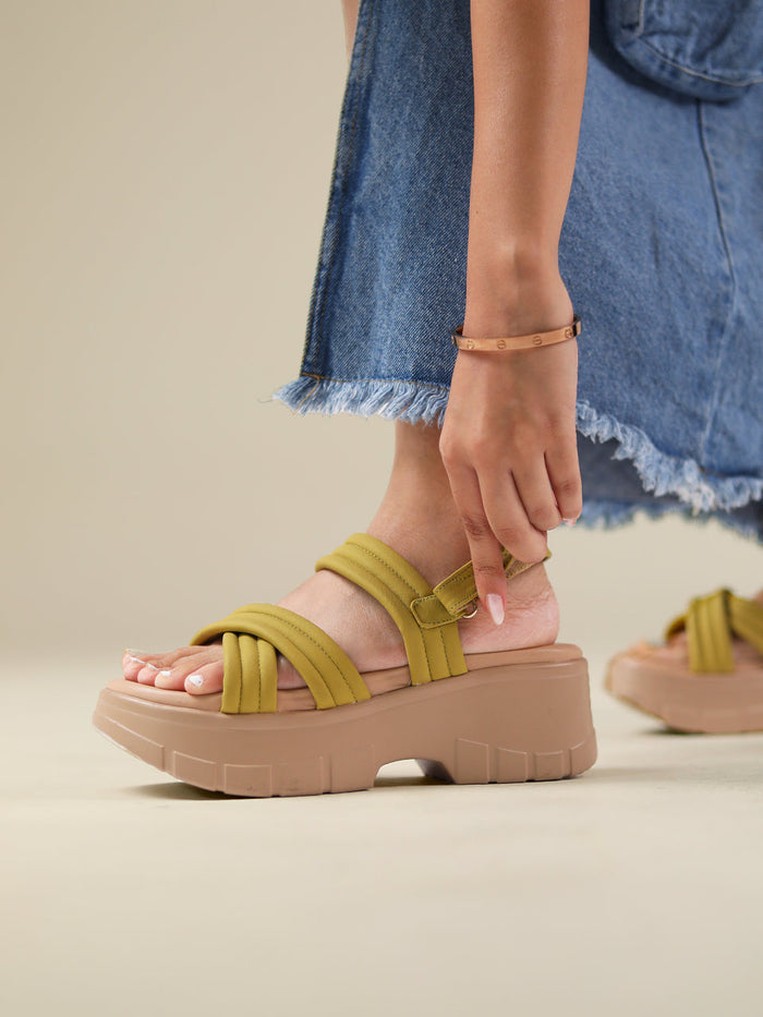 Jolie Yellow Flatform Heels