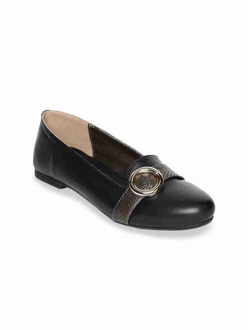 Joslyn Black Textured Ballerinas