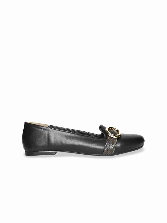 Joslyn Black Textured Ballerinas