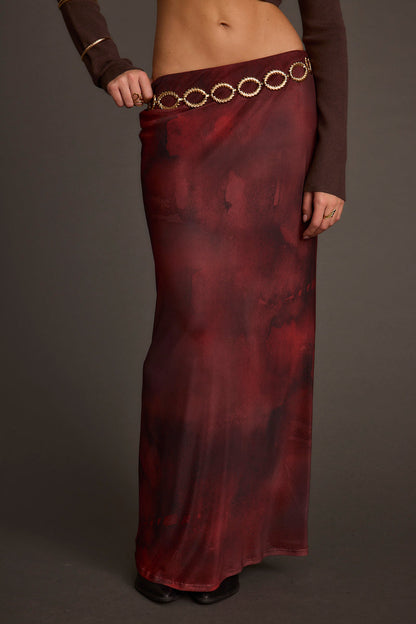 Mesh maxi skirt with accents and a flattering silhouette.