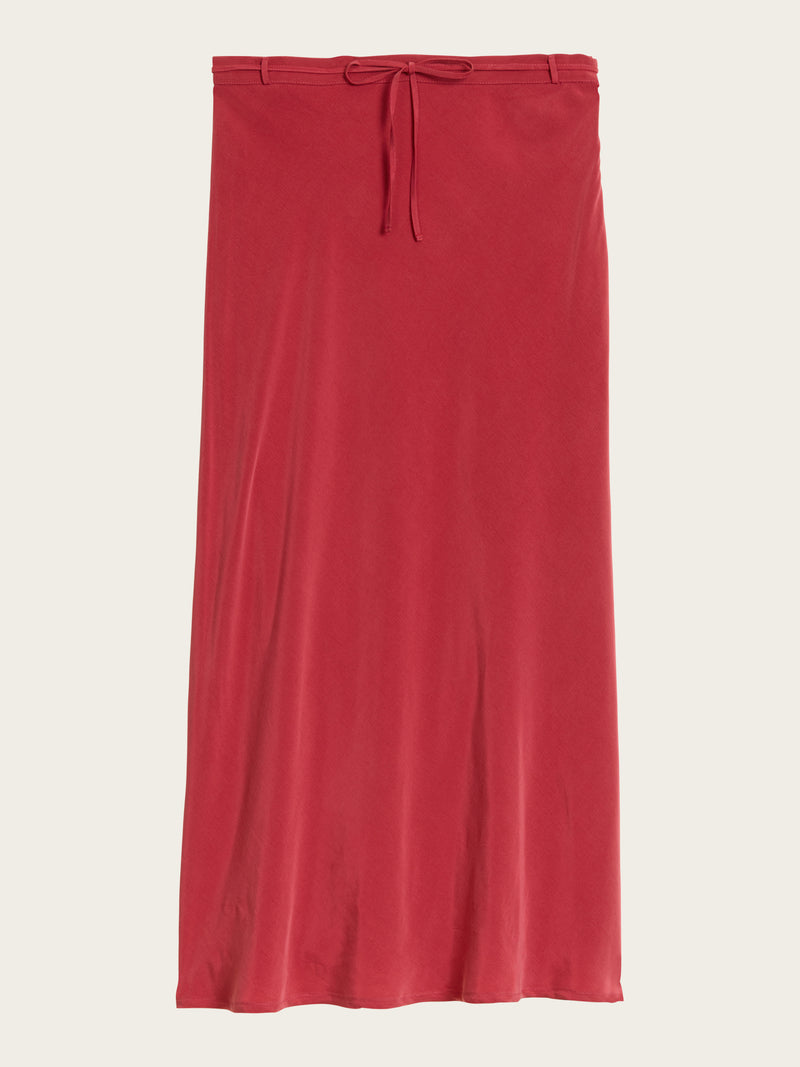 CARINA Carmen red flowing midi skirt, flat packshot by Rouje