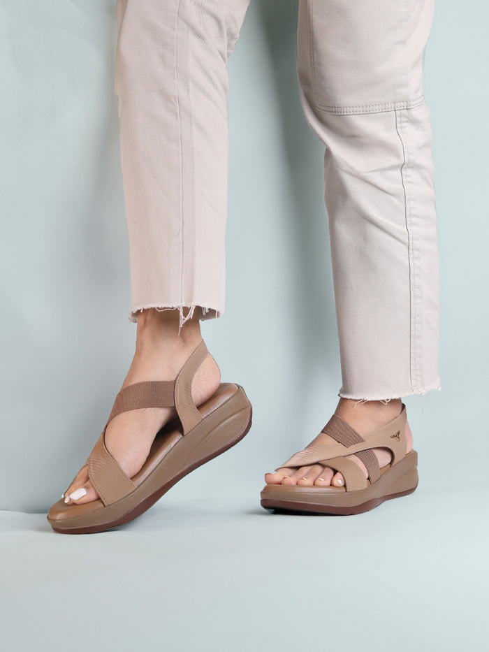 Juvia Beige Wedge Heels