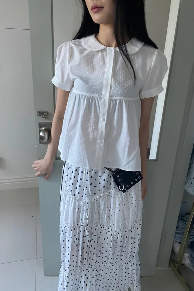 Kawaii Retro Polka Dot Ruffle Trim Mini Skirt
