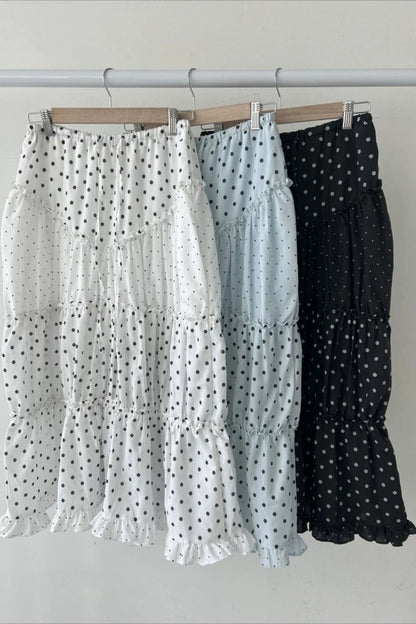 Kawaii Retro Polka Dot Ruffle Trim Mini Skirt