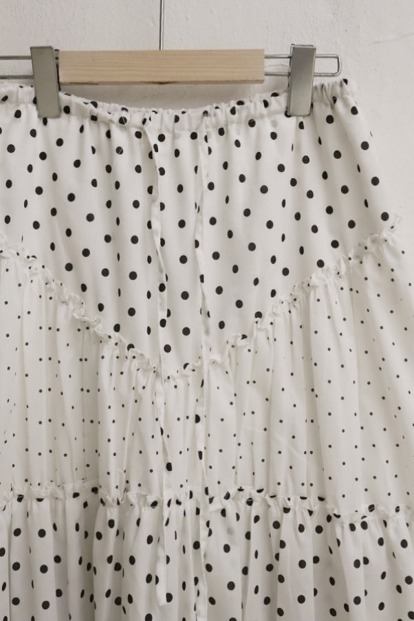 Kawaii Retro Polka Dot Ruffle Trim Mini Skirt