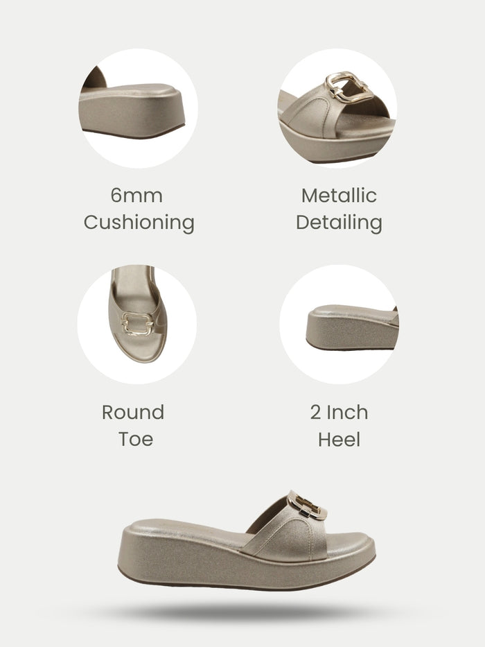 Kaya Gold Wedge Heels
