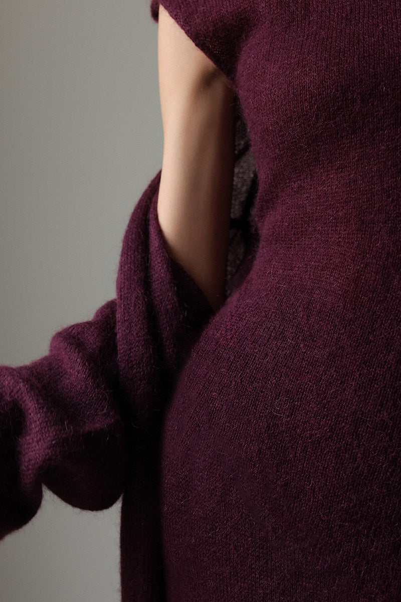 Knit Cardigan Sleeveless Dress Two Piece Set