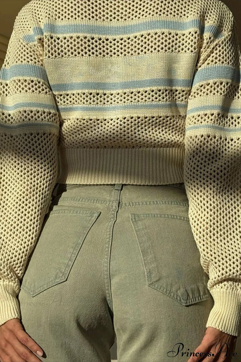 Knitted Cutout Zip Slim-Fit Design Hoodie