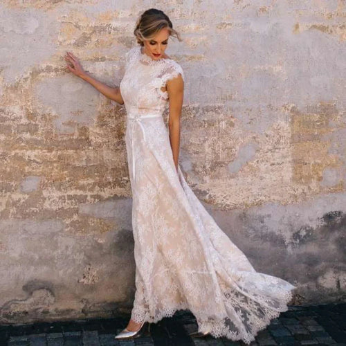 Lace Mermaid Long Train Wedding Dress weddingdress-250223