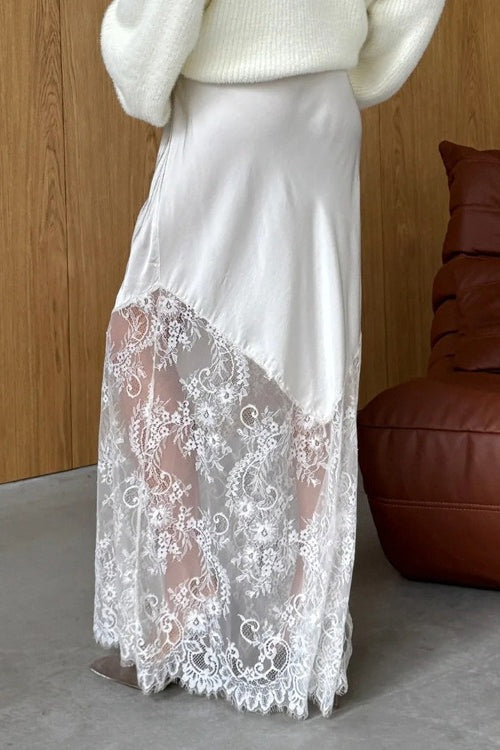 Lace Patchwork Sheer Bodycon Skirt