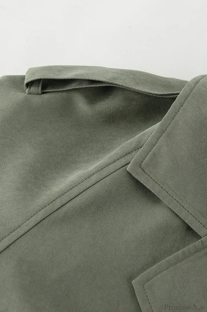 Lazy Casual Chic Wide Collar Tie Waist Trench Coat