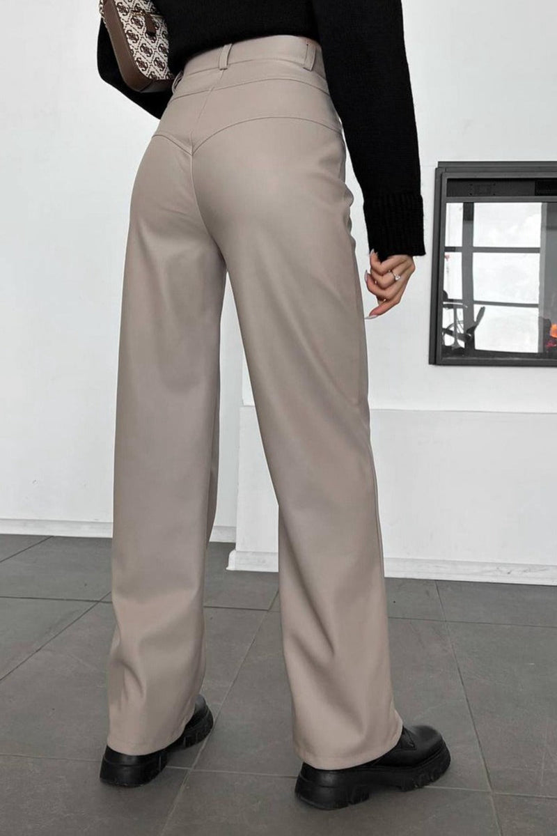 Leather Patchwork Casual Pants