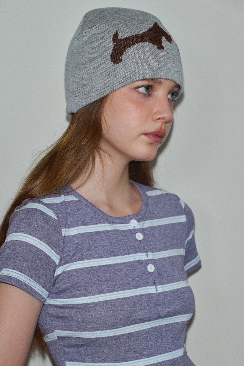 Leopard Heart Dog Pattern Wool Blend Knitted Hat