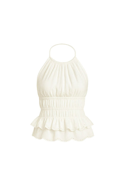Lily White Halter Top paired with complementary accessories for a polished look.