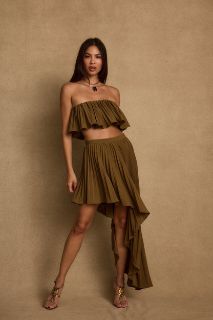Lima Olive Crop Top paired with complementary accessories for a polished look.