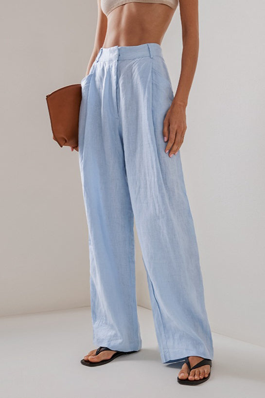Linen Loose Long Sleeve Pants Two Piece Set