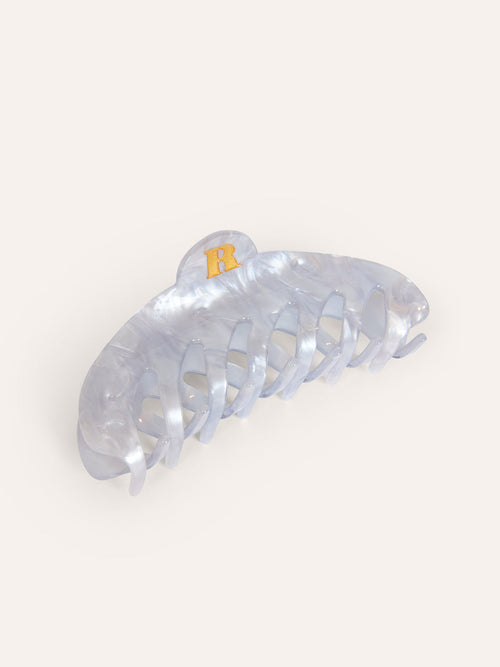 LOLITA blue mother-of-pearl hair clip, front view by Rouje