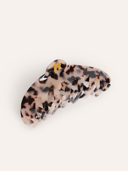 LOLITA ecru tortoiseshell hair clip, front view by Rouje