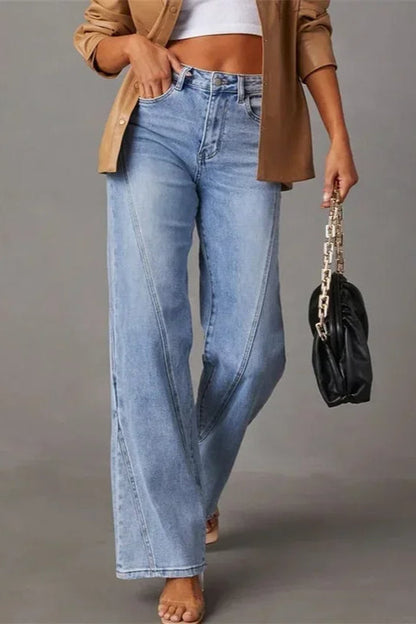 Loose Patchwork Wide Leg Jeans