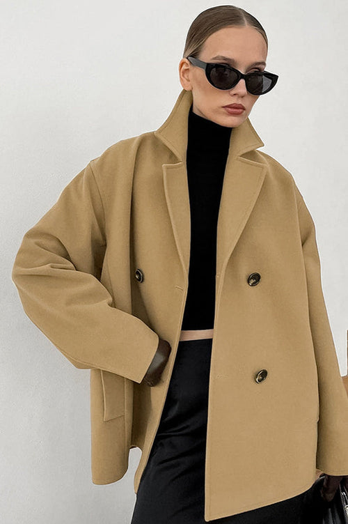 Loose Wool Lapel Coat coats