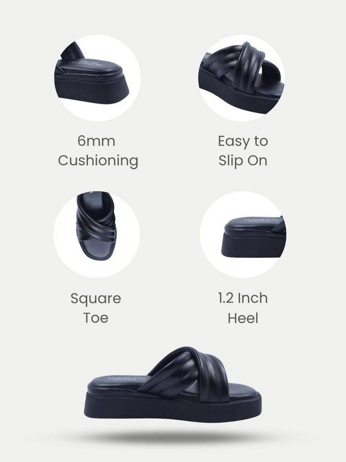 Luma Black Wedge Heels