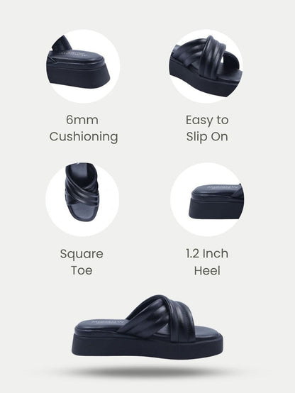 Luma Black Wedge Heels