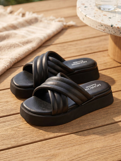 Luma Black Wedge Heels