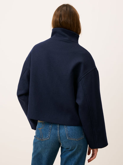 GEDEON night wool short coat, back view by Rouje