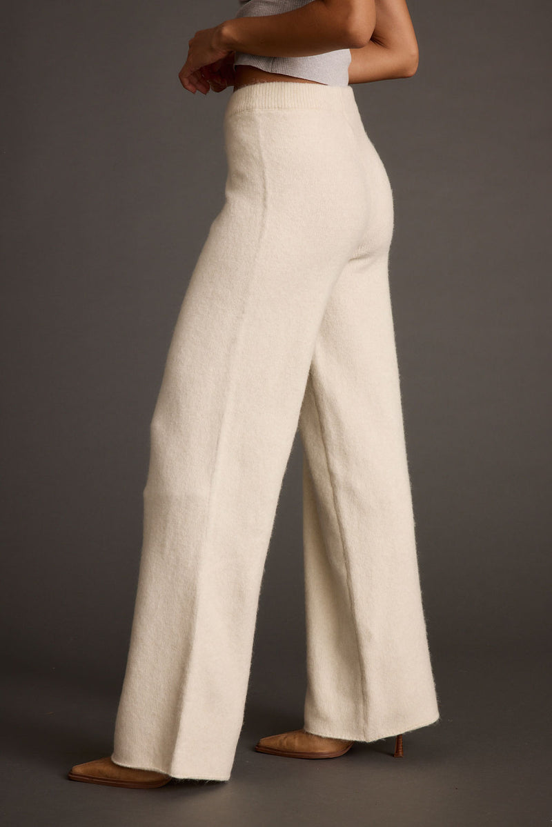 Detail shot of the Marin Ivory Sweater Pant highlighting the design elements.