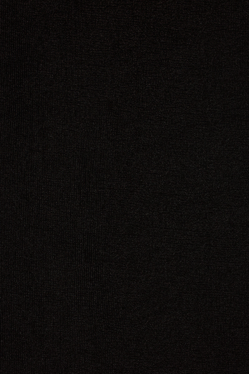 Close-up of black slinky stretch knit fabric used in the Melani midi dress.