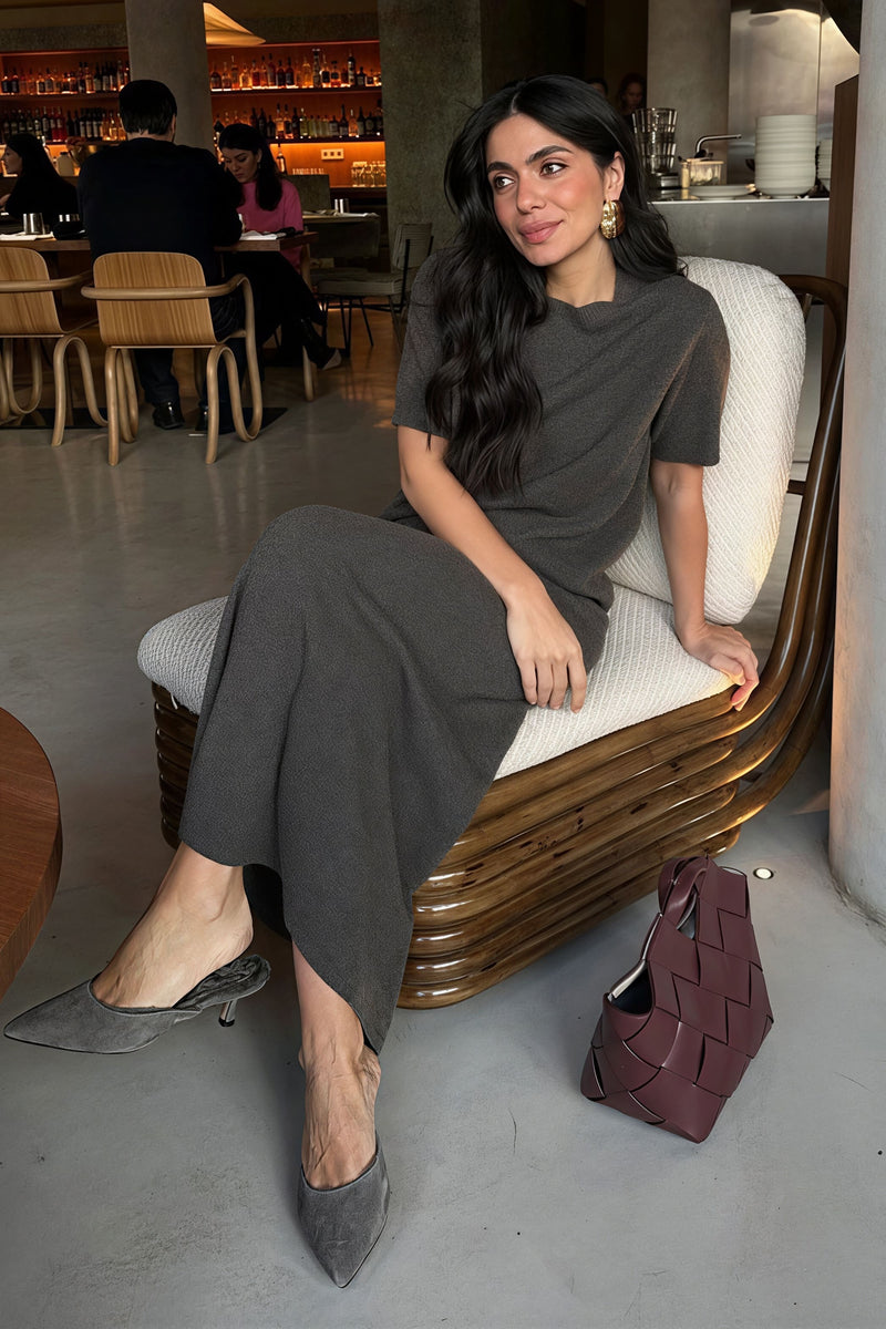 Minimalist Knit Short Sleeve Skirt Set