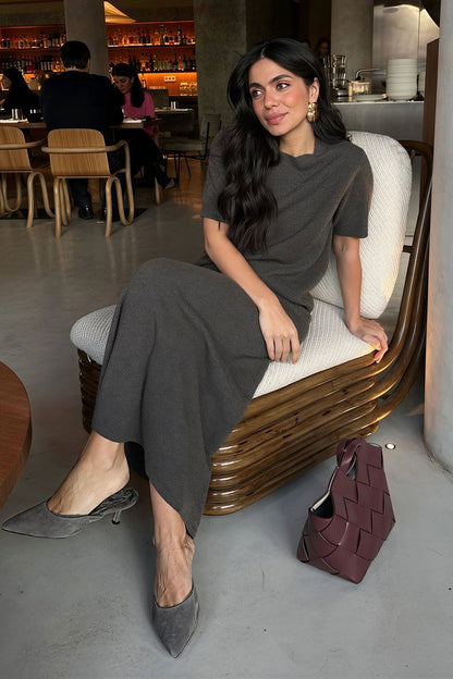 Minimalist Knit Short Sleeve Skirt Set