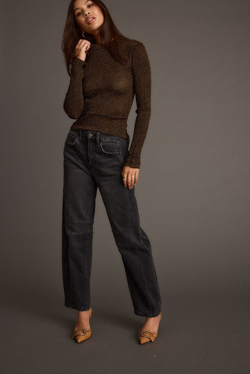Mirage Gold Lurex Long Sleeve Top