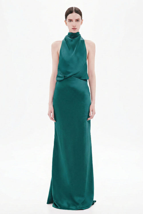 Misha Cameron Satin Dress - Teal Blue